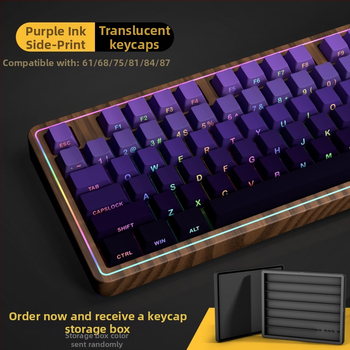 Gradientové priehľadné kryty klávesov pre mechanickú klávesnicu s rozložením 87 a 68 kláves, bočné gravírovanie, päťstranná sublimácia, káblové pripojenie