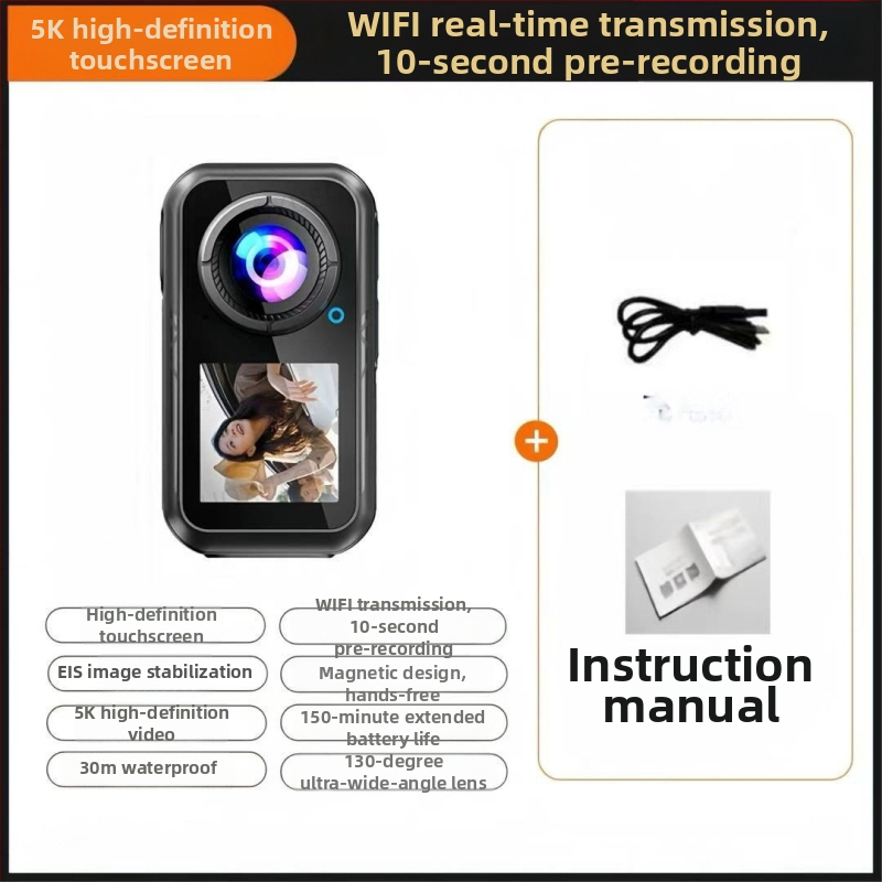 M66 akciókamera – 5K HD sportkamera, optikai képstabilizálás, 50x optikai zoom, 1.5 inch LCD-kijelző, éjszakai felvétel, vlog és vezetés felvétele