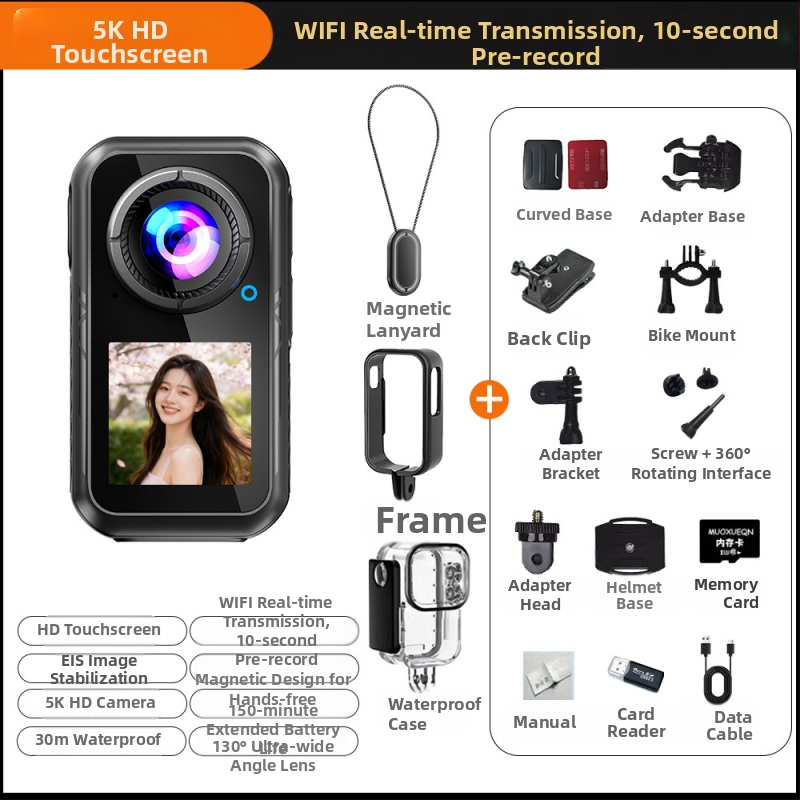 M66 akciókamera – 5K HD sportkamera, optikai képstabilizálás, 50x optikai zoom, 1.5 inch LCD-kijelző, éjszakai felvétel, vlog és vezetés felvétele