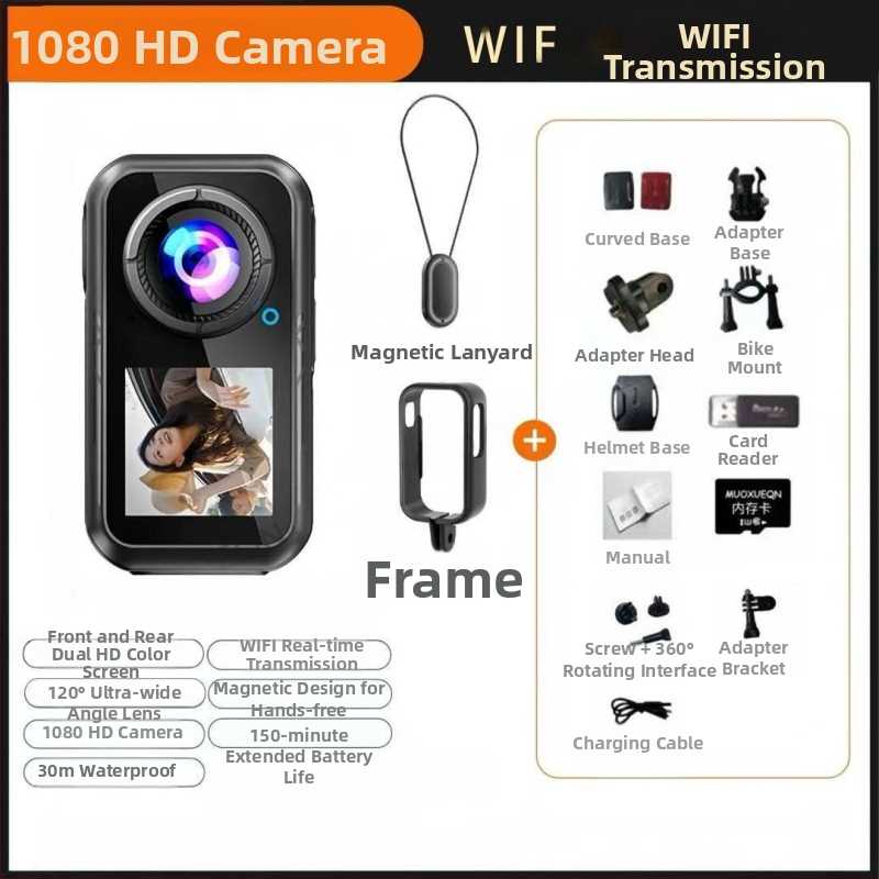 M66 akciókamera – 5K HD sportkamera, optikai képstabilizálás, 50x optikai zoom, 1.5 inch LCD-kijelző, éjszakai felvétel, vlog és vezetés felvétele