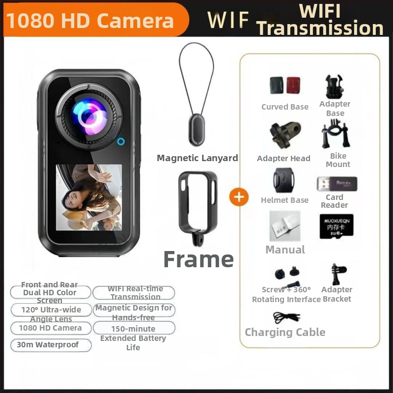 M66 akciókamera – 5K HD sportkamera, optikai képstabilizálás, 50x optikai zoom, 1.5 inch LCD-kijelző, éjszakai felvétel, vlog és vezetés felvétele