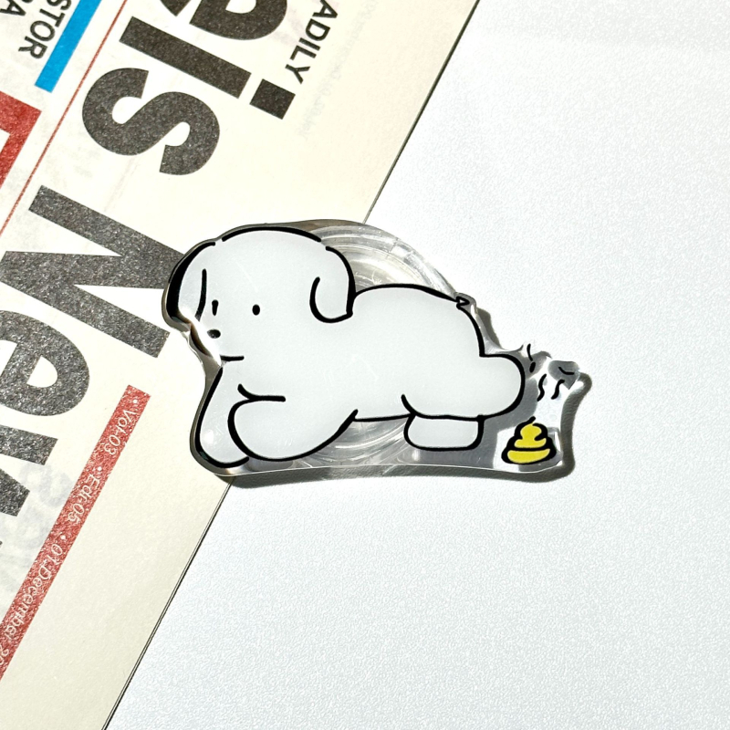 Akrila caurspīdīgs izvilktais telefona statīvs ar karikatūras dizainu, modelis 01, ārējai lietošanai, atbalsta pielāgošanu