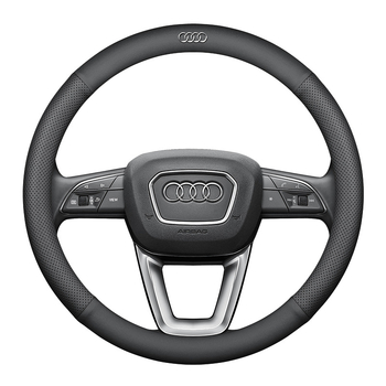 Bőr kormányvédő Audihoz, 38 cm átmérő, négy évszakos, egyszerű stílus, kompatibilis az A4L, A6, A3, A5, A7, A8, Q2L, Q3, Q5, Q7, Q8 modellekkel