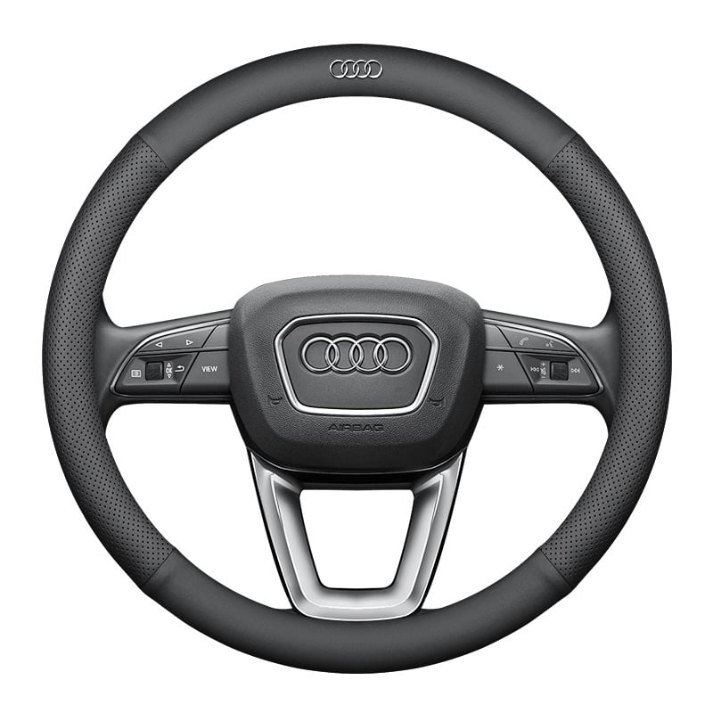Bőr kormányvédő Audihoz, 38 cm átmérő, négy évszakos, egyszerű stílus, kompatibilis az A4L, A6, A3, A5, A7, A8, Q2L, Q3, Q5, Q7, Q8 modellekkel