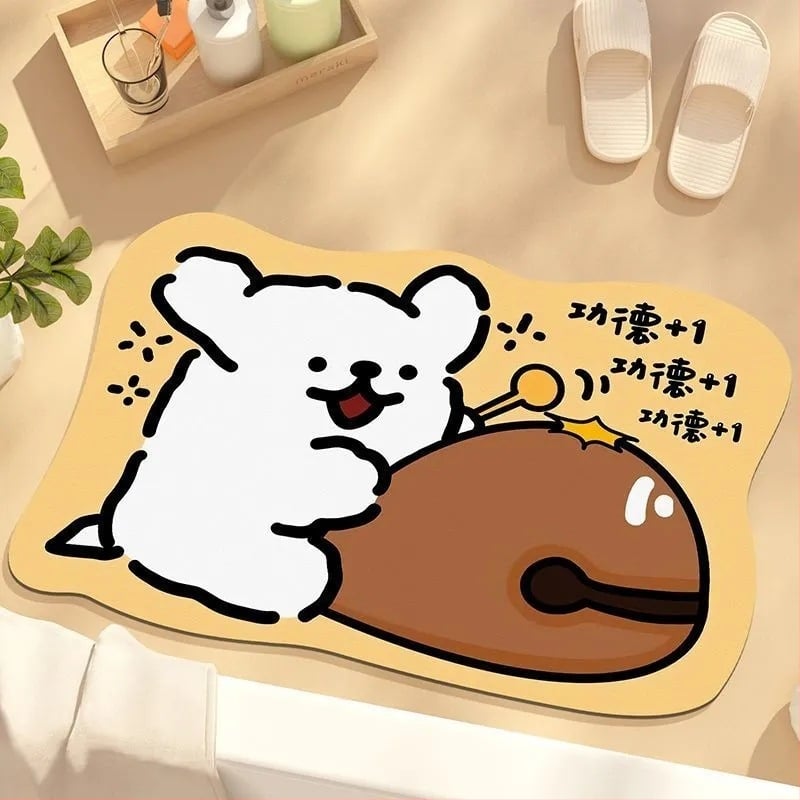 Covor de podea din lut diatomit – absorbant la apă, antialunecare, uscare rapidă, rezistent la murdărie, pentru baie, toaletă și intrare