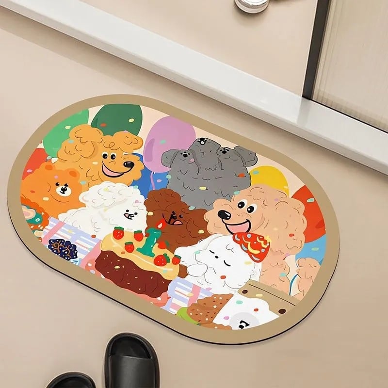 Covor de podea din lut diatomit – absorbant la apă, antialunecare, uscare rapidă, rezistent la murdărie, pentru baie, toaletă și intrare