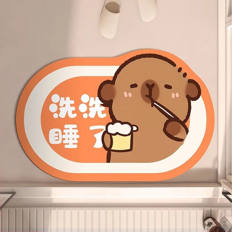 Covor de podea din lut diatomit – absorbant la apă, antialunecare, uscare rapidă, rezistent la murdărie, pentru baie, toaletă și intrare