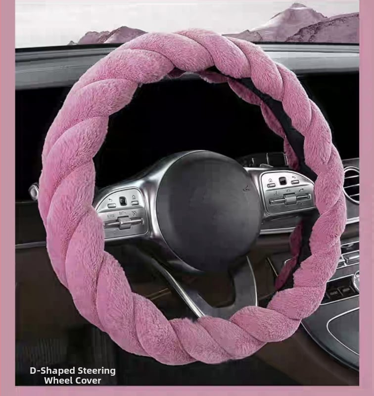 Kormánykerék borítás mű plüssből, aranyos stílus, téli használatra, univerzális illeszkedés.