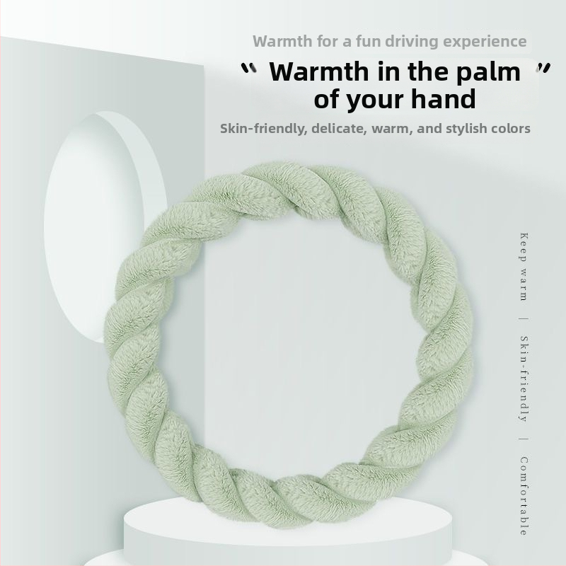 Kormánykerék borítás mű plüssből, aranyos stílus, téli használatra, univerzális illeszkedés.