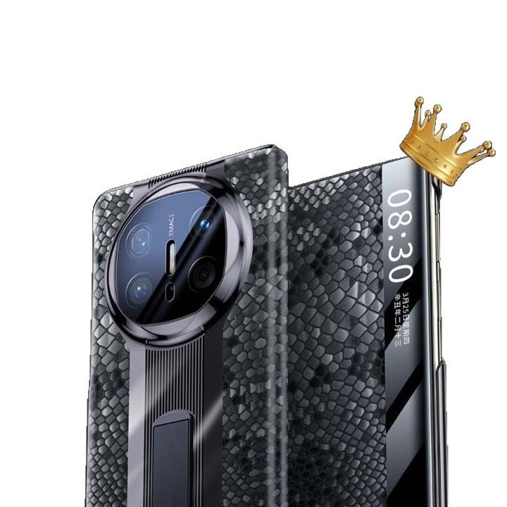 Carcasă din piele pentru Huawei MateX6, finisaj electroplatinat — piele naturală, electroplatinat, protecție la șocuri, disipare a căldurii, priză magnetică