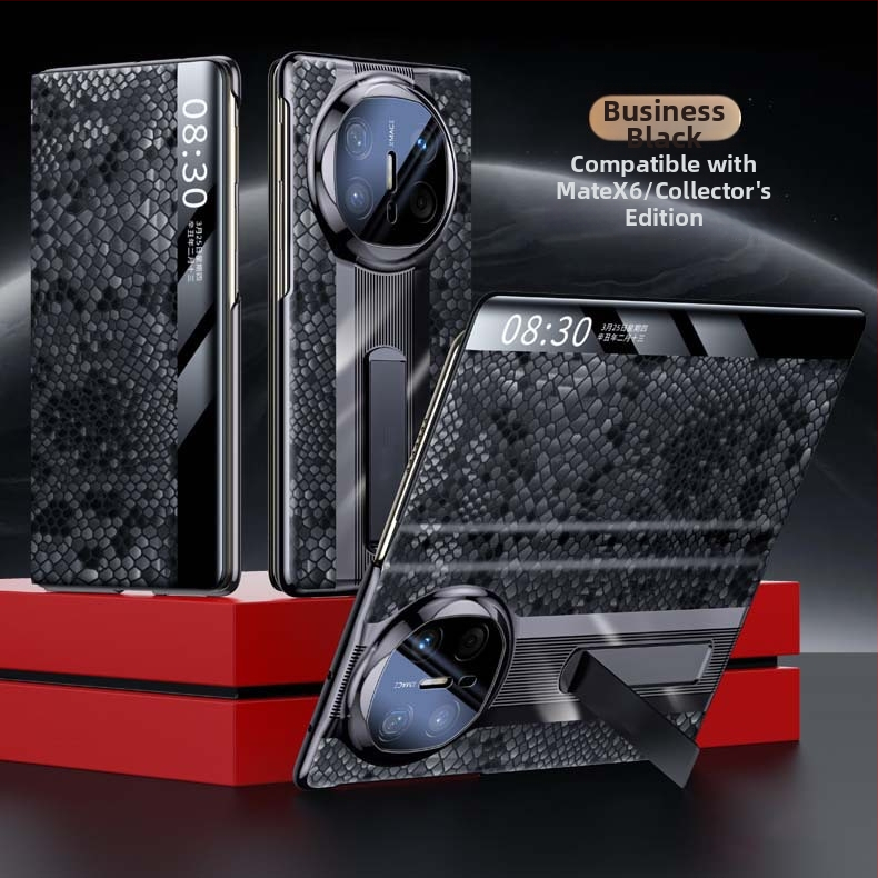 Huawei MateX6 ādas vāciņš ar elektroplatinga apdari — īsta āda, elektroplatinga apdare, triecienizturīgs, siltuma izkliede, magnētiska piesaiste