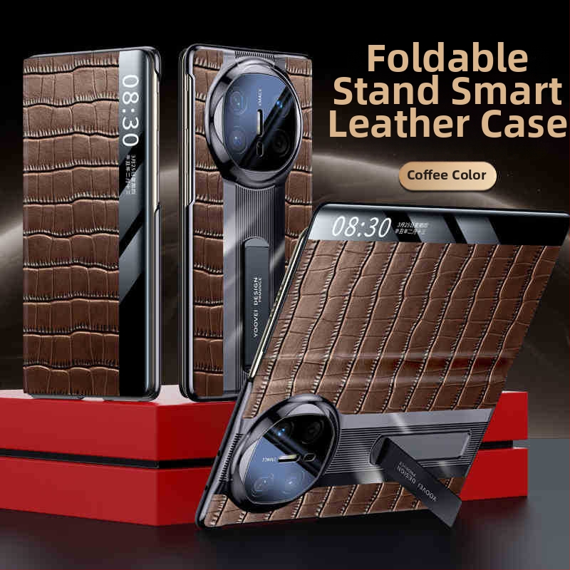 Huawei MateX6 ādas vāciņš ar elektroplatinga apdari — īsta āda, elektroplatinga apdare, triecienizturīgs, siltuma izkliede, magnētiska piesaiste