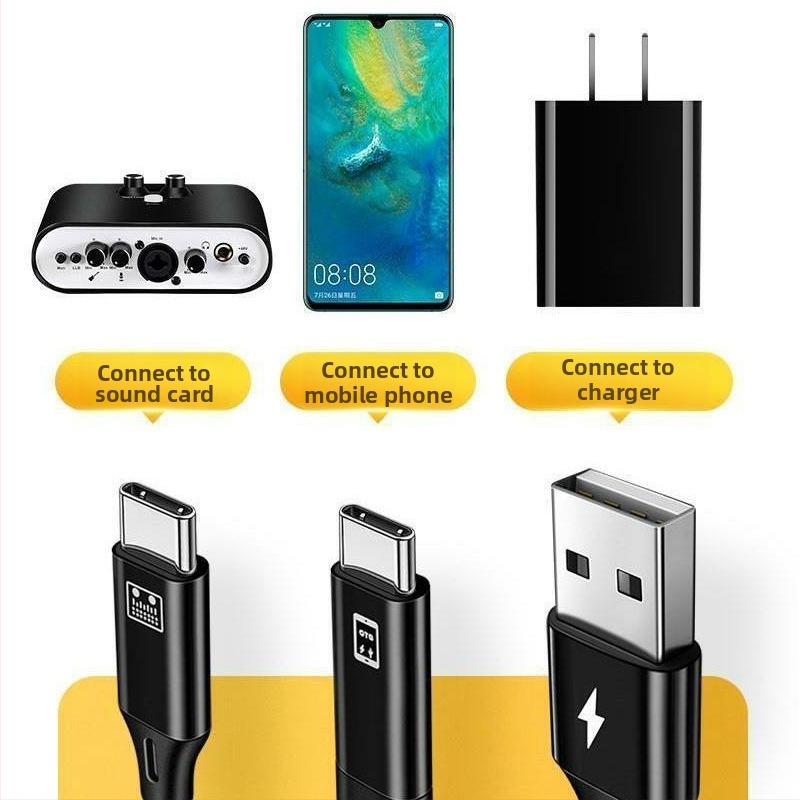 Viacúčelový OTG audio kábel, 1–2 rozbočovač, Apple Type-C kompatibilný, predĺžený prenos, rozhrania Lightning/OTG/Micro USB/Type-C, maximálny výstupný výkon 10, materiál: tkanina