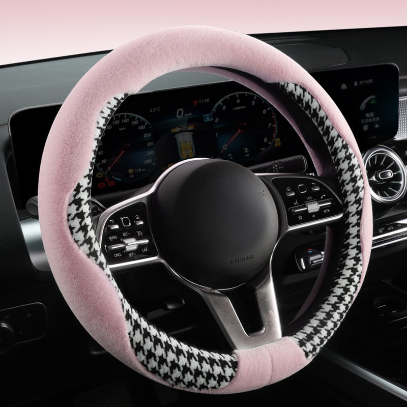 Autó kormánykerék fedél mesterséges plüssből, istennő-stílus, téli használatra, univerzális illeszkedés, teljes lefedettségű telepítés