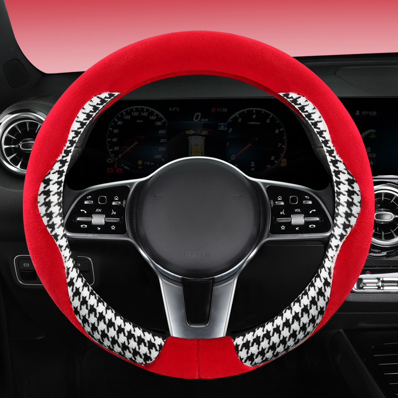 Autó kormánykerék fedél mesterséges plüssből, istennő-stílus, téli használatra, univerzális illeszkedés, teljes lefedettségű telepítés