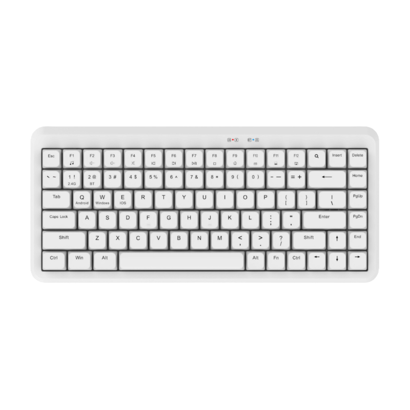 84-tlačidlová membránová klávesnica, duálny režim 2.4G bezdrôtové/USB káblové pripojenie, ABS telo, dizajn bez osi