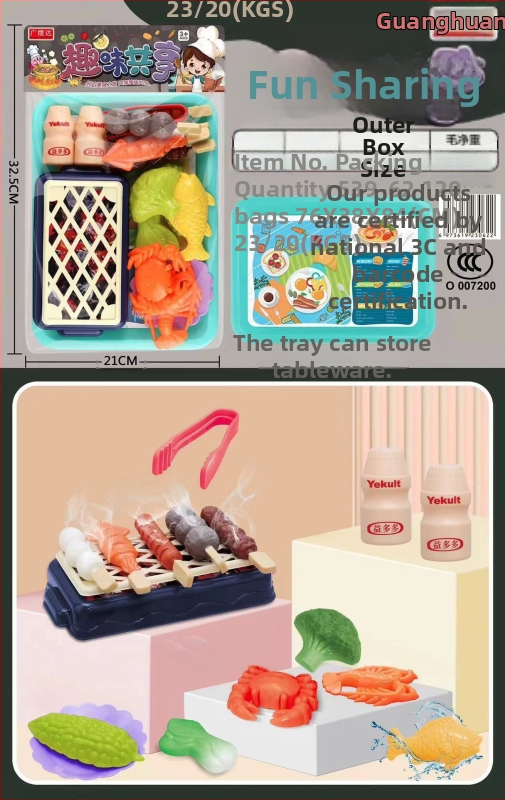 Szimulált konyhai játék - műanyag, tasakos csomagolásban, 4-6 éves gyermekeknek, családi játékszett