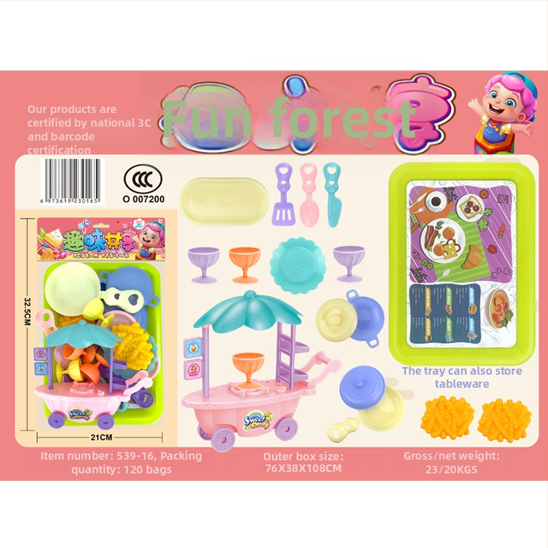 Szimulált konyhai játék - műanyag, tasakos csomagolásban, 4-6 éves gyermekeknek, családi játékszett