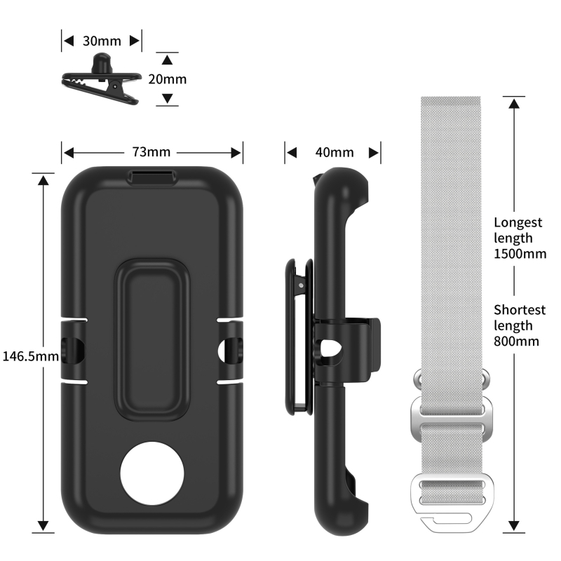 AML Apple Vision Pro kaitseümbris Power Back Clip-iga, peakaela rihma klipsu ja diagonaalse köiega