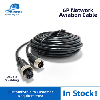 Predlžovací kábel pre automobilovú kameru, 6-pinzový M12 letecký konektor, PVC plášť, ROHS
