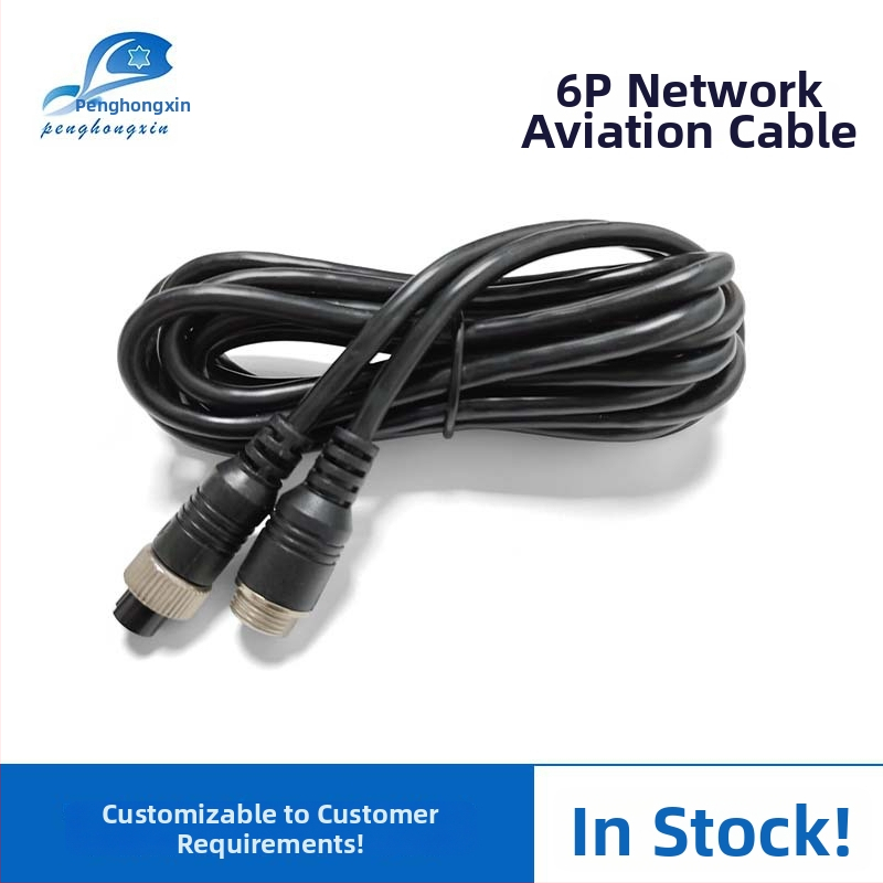 Predlžovací kábel pre automobilovú kameru, 6-pinzový M12 letecký konektor, PVC plášť, ROHS