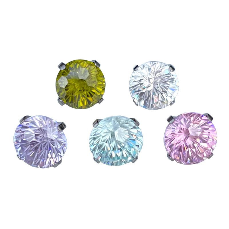 Geometriskas titāna auskari ar 7A Fireworks briljantu, G23 titāns, dimanta apdare, 925 sudraba auss stieņi