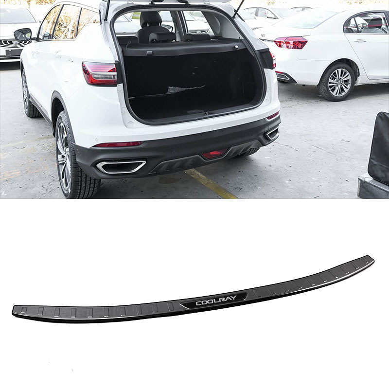 Geely Coolray ajtó küszöb szalag – rozsdamentes acél, védelem a csomagtartónál és a hátsó tetőfedél dekoratív elem, Brand First Domain
