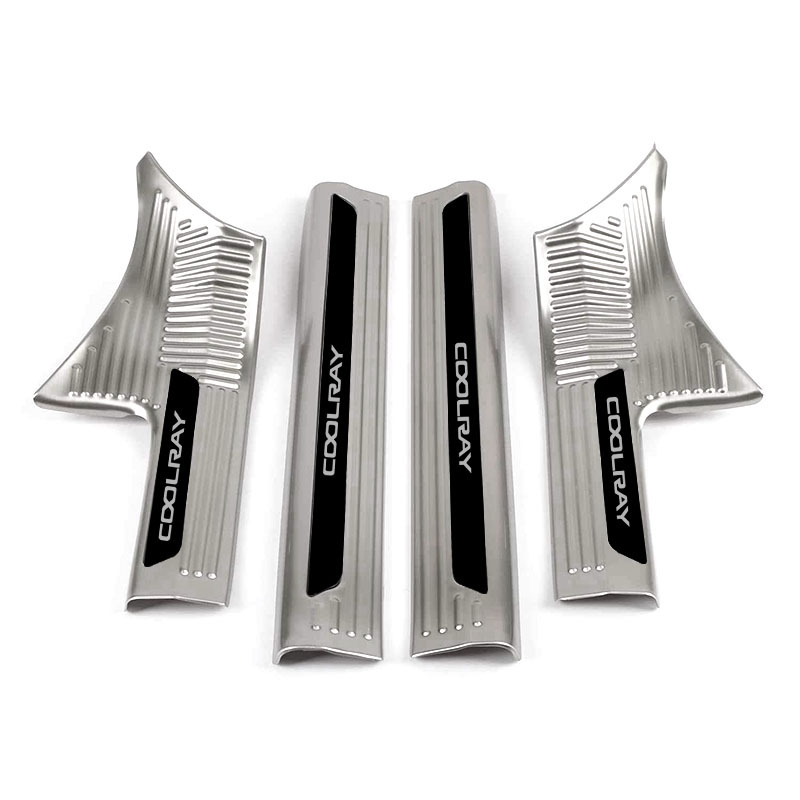 Geely Coolray ajtó küszöb szalag – rozsdamentes acél, védelem a csomagtartónál és a hátsó tetőfedél dekoratív elem, Brand First Domain