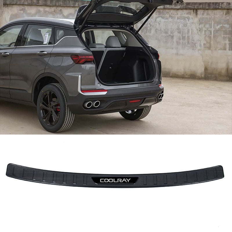 Geely Coolray ajtó küszöb szalag – rozsdamentes acél, védelem a csomagtartónál és a hátsó tetőfedél dekoratív elem, Brand First Domain