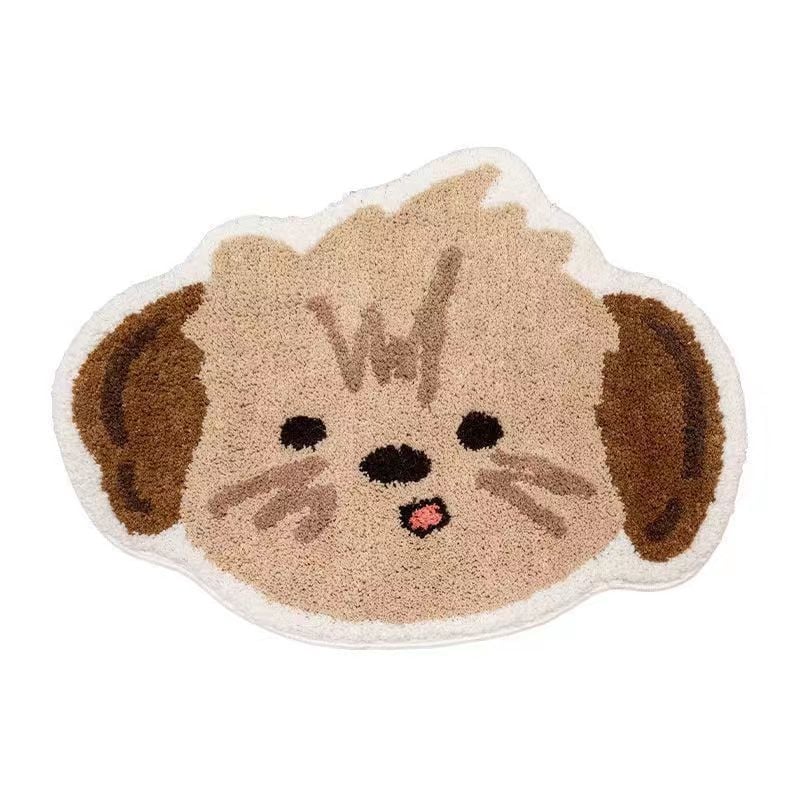 Covoraș de podea din fibre poliesterice, formă de extraterestru, model cartoon/geometric, pentru baie și intrare, ușor de curățat