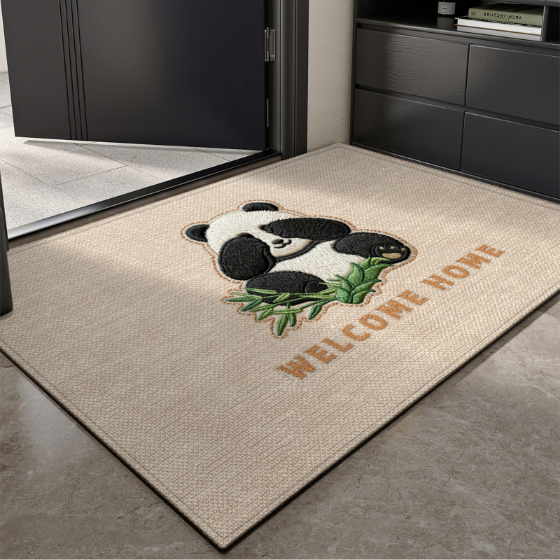 Covoraș de ușă din velur buclat, imprimeu cu animație, pătrat, lavabil, potrivit pentru holul de la intrare