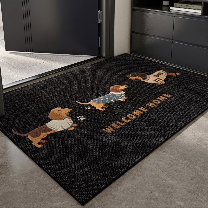 Covoraș de ușă din velur buclat, imprimeu cu animație, pătrat, lavabil, potrivit pentru holul de la intrare