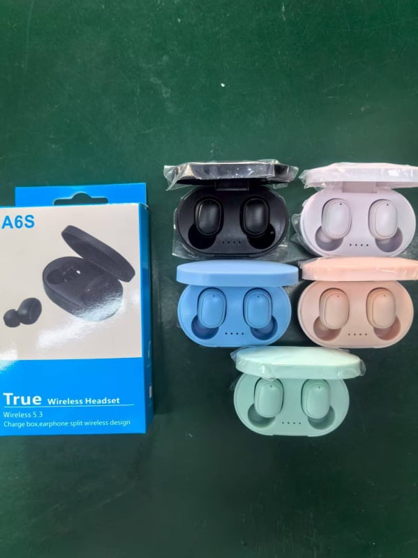 A6S Bluetooth bezvadu austiņas Type-C, TWS, BT 5.3, IPX5, 10 m diapazons, mini sporta austiņas