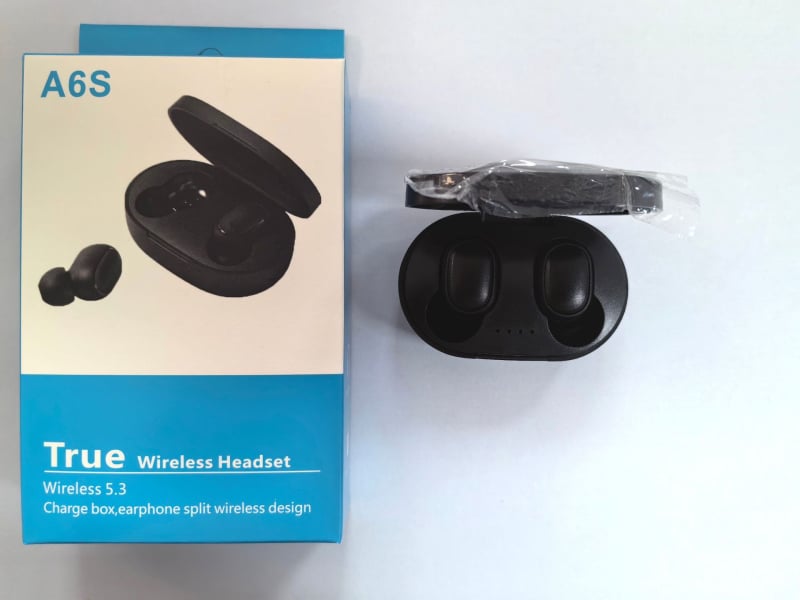 A6S Bluetooth bezvadu austiņas Type-C, TWS, BT 5.3, IPX5, 10 m diapazons, mini sporta austiņas