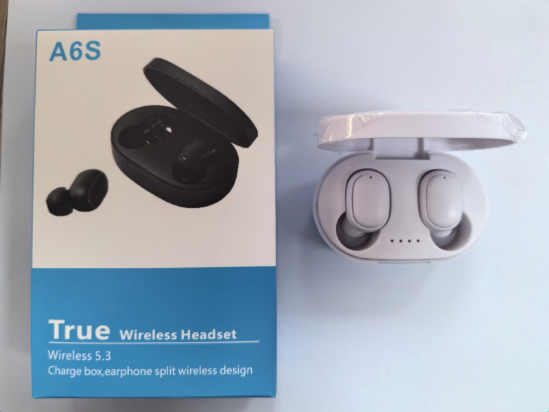 A6S Bluetooth bezvadu austiņas Type-C, TWS, BT 5.3, IPX5, 10 m diapazons, mini sporta austiņas