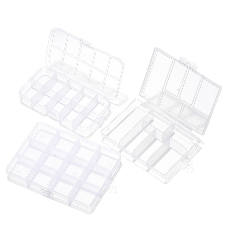 Átlátszó műanyag tároló doboz fix rekeszekkel, 6/10/12/24/28 rekesz, ékszerek rendezésére (fülbevalók, nyakláncok)