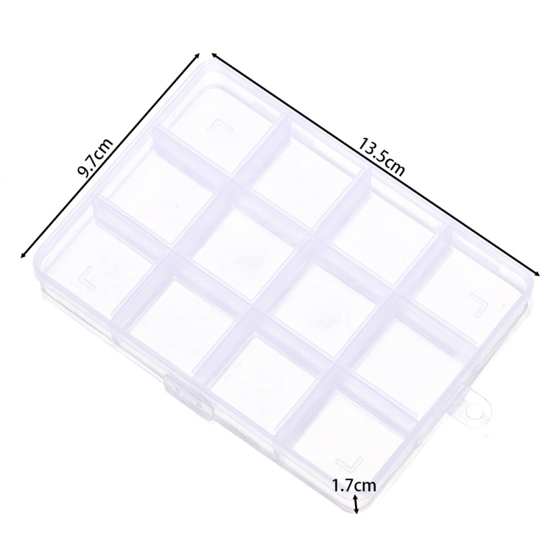Átlátszó műanyag tároló doboz fix rekeszekkel, 6/10/12/24/28 rekesz, ékszerek rendezésére (fülbevalók, nyakláncok)