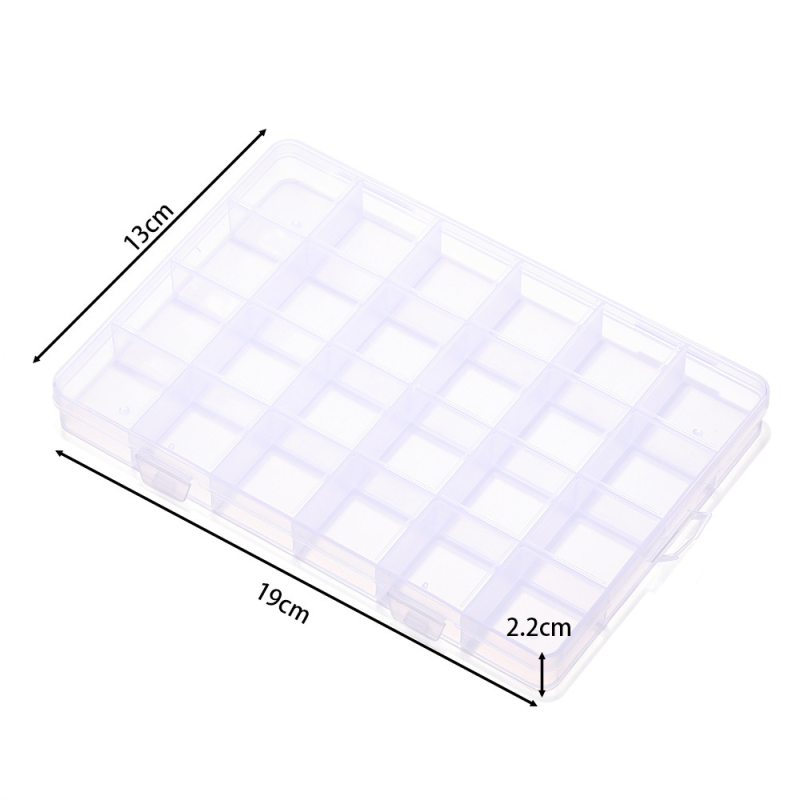 Átlátszó műanyag tároló doboz fix rekeszekkel, 6/10/12/24/28 rekesz, ékszerek rendezésére (fülbevalók, nyakláncok)