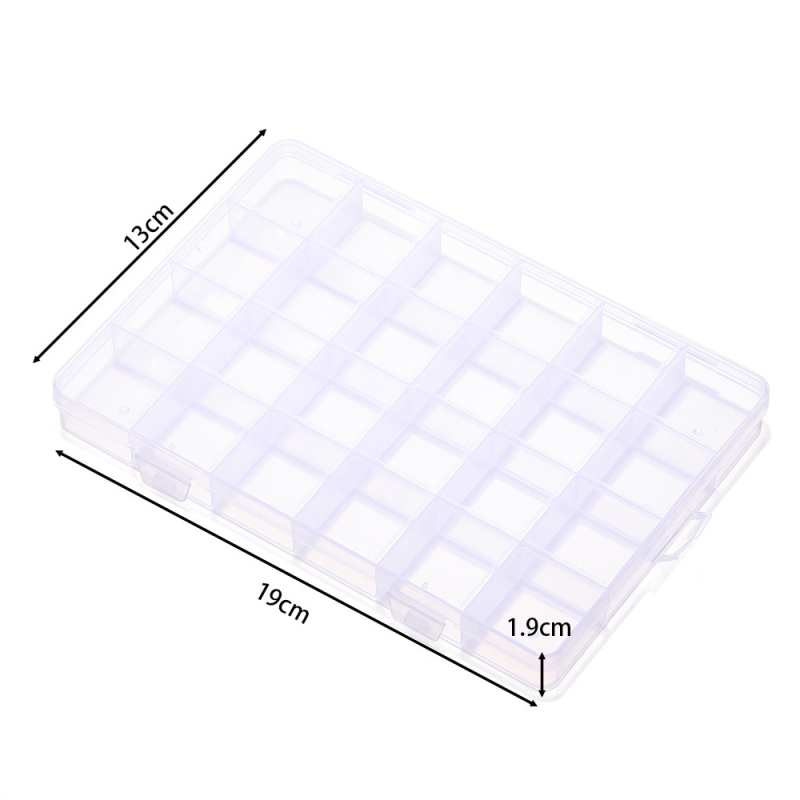Átlátszó műanyag tároló doboz fix rekeszekkel, 6/10/12/24/28 rekesz, ékszerek rendezésére (fülbevalók, nyakláncok)