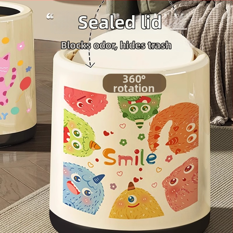 Dachshundo įkvėpta šiukšlių dėžė su svyrančiu dangteliu, dviejų sluoksnių cilindrinis dizainas, 12 L+ talpa namų naudojimui