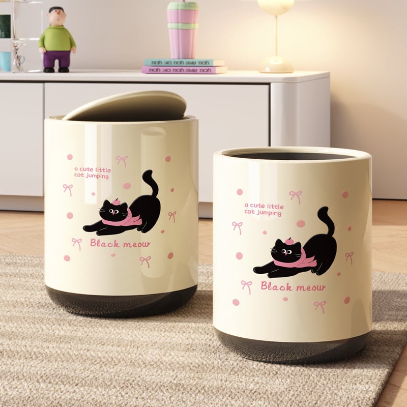 Dachshundo įkvėpta šiukšlių dėžė su svyrančiu dangteliu, dviejų sluoksnių cilindrinis dizainas, 12 L+ talpa namų naudojimui