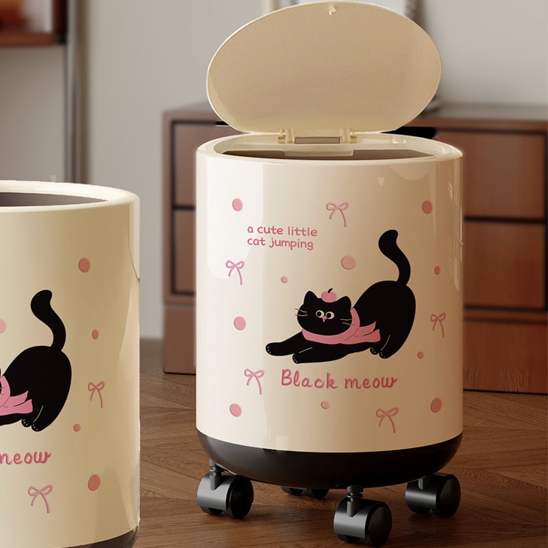 Dachshundo įkvėpta šiukšlių dėžė su svyrančiu dangteliu, dviejų sluoksnių cilindrinis dizainas, 12 L+ talpa namų naudojimui