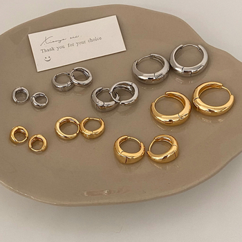 Naušnice s U-oblikom geometrije, bakreni materijal, 18K premaz, jednostavan stil, za žene