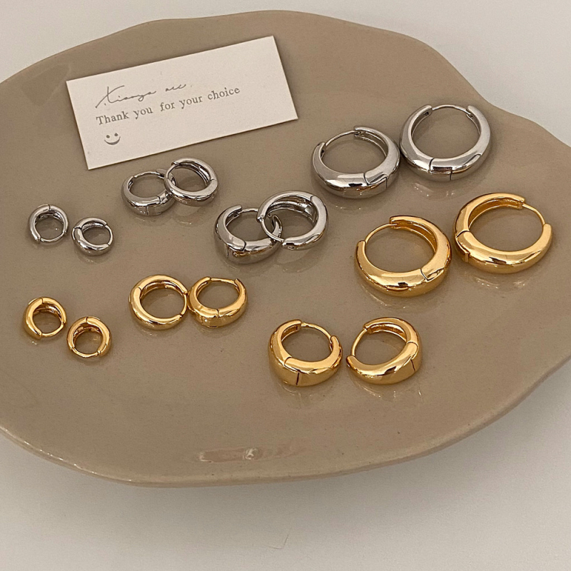 Naušnice s U-oblikom geometrije, bakreni materijal, 18K premaz, jednostavan stil, za žene