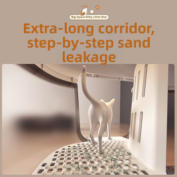 Κουτί άμμου γάτας, τύπος διαδρόμου, anti-splash, ημι-κλειστό, διαφανές, PVC κατασκευή