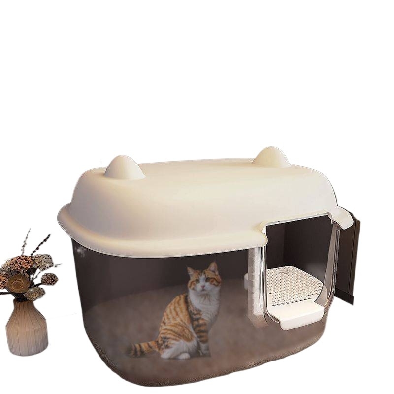 Κουτί άμμου γάτας, τύπος διαδρόμου, anti-splash, ημι-κλειστό, διαφανές, PVC κατασκευή