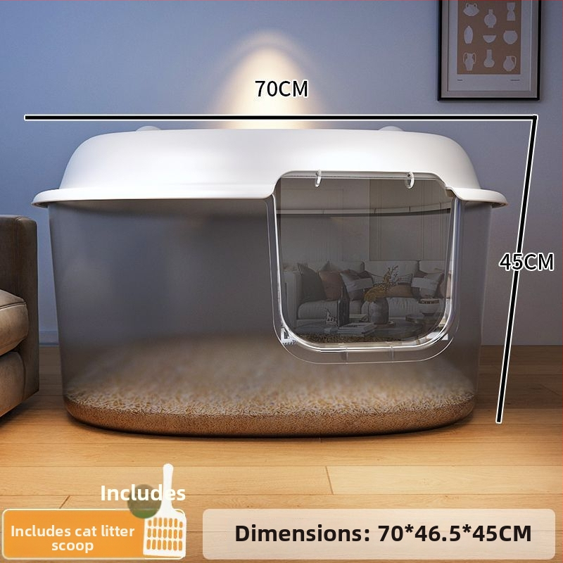 Κουτί άμμου γάτας, τύπος διαδρόμου, anti-splash, ημι-κλειστό, διαφανές, PVC κατασκευή