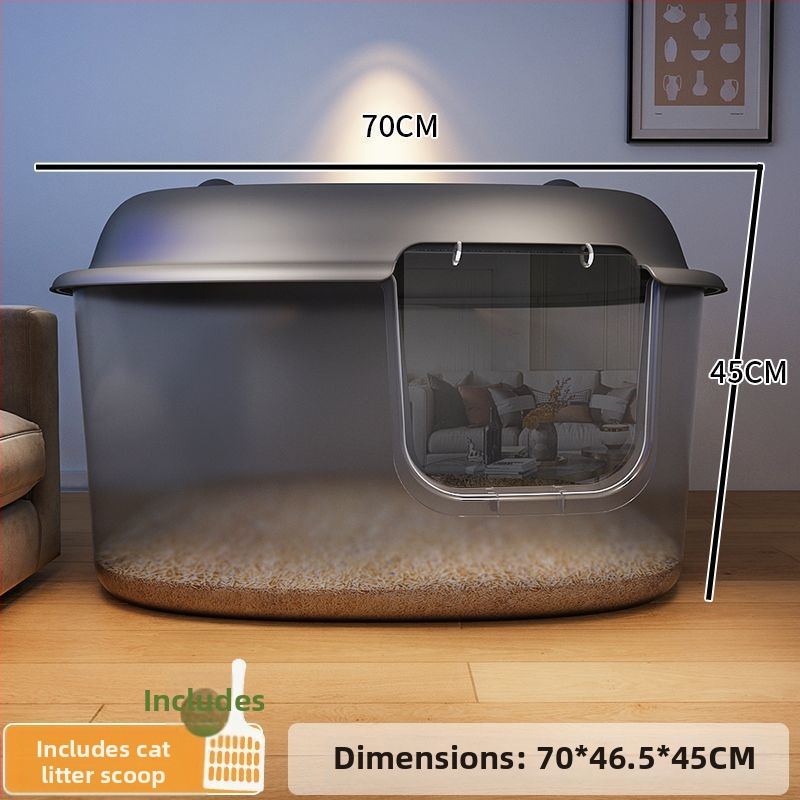 Κουτί άμμου γάτας, τύπος διαδρόμου, anti-splash, ημι-κλειστό, διαφανές, PVC κατασκευή