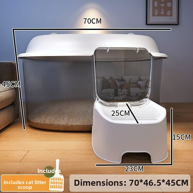 Κουτί άμμου γάτας, τύπος διαδρόμου, anti-splash, ημι-κλειστό, διαφανές, PVC κατασκευή