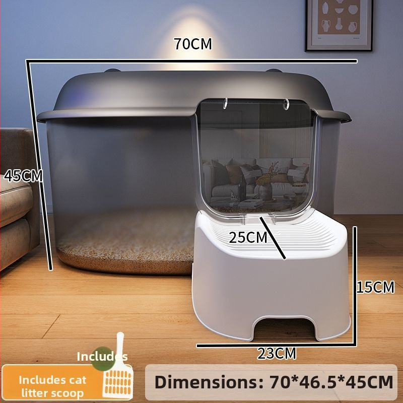 Κουτί άμμου γάτας, τύπος διαδρόμου, anti-splash, ημι-κλειστό, διαφανές, PVC κατασκευή